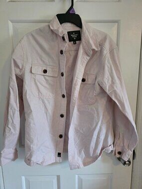 Mens Houston White White Cotton Jacket size small Button Up